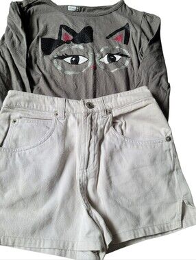 Girls Size 7 Shorts And Top Christie Brooks Crazy 8  Cat White And Gray